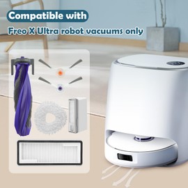VIEWALL 17 Pack Replacement Accessories Kit Compatible with Narwal Freo X Ultra Robot Vacuum Cleaner, Including 1 Main Roller Brush, 2 Hepa Filters, 4 Mop Pads, 4 Dust Bags, and 6 Side Brushes