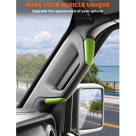 Savadicar Green Interior Accessories - A Pillar Grab Bar Handles Trim Set for 2018-2023 Jeep Wrangler JL JLU 4XE & Gladiator JT - Solid Color Interior Decor Upgrade Option, 4-Piece
