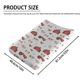 Farm Animals Life Changing Pad Cover Farmhouse Truck Barn Pig Cow Lamb Hens Ducks Baby Diaper Change Table Sheets for Boy Girl Soft Stretchy Fitted Changing Table Mats 32''x16''