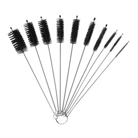 Bottle Cleaning Brushes, 10 Pieces 8 Inch Straw Cleaner Brushes Sets for Bottles, Drinking Straw, Pipes, Tumbler, Water Bottle, Sinks and Glass Silicone Metal Straws, Black