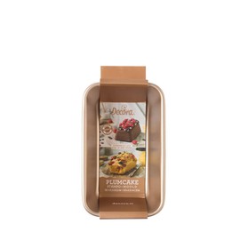 DECORA, 0070106 Gold Line Plumcake Mould 18.5 x 11.5 x 6.5 cm, Ideal for Preparing Delicious Plum Cakes, Robust Non-Stick Metal