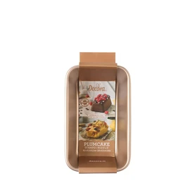 DECORA, 0070106 Gold Line Plumcake Mould 18.5 x 11.5 x 6.5 cm, Ideal for Preparing Delicious Plum Cakes, Robust Non-Stick Metal