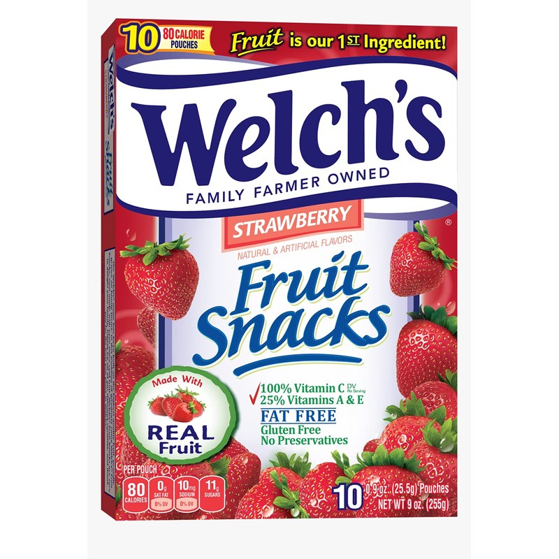 Welch's Fruit Snacks, Strawberry, 0.9 Oz, 10 Ct