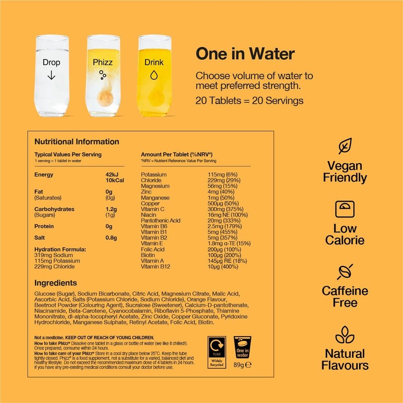 Phizz Electrolytes, Multivitamin & Hydration Tablets - 20 Effervescent Rehydration