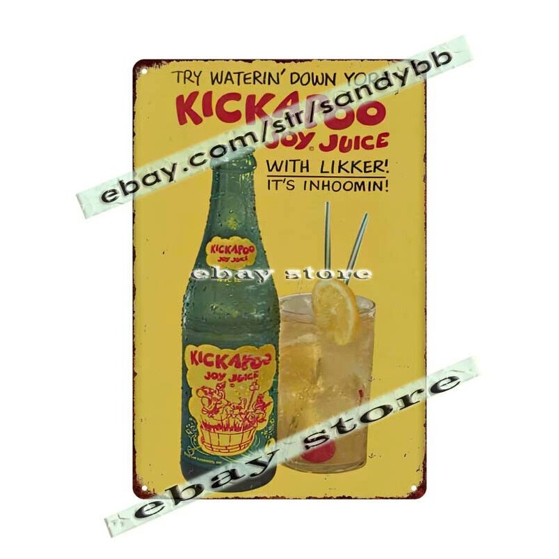 Unbranded Kickapoo Joy Juice Soda pop culture plaque metal tin