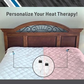 BodyMed Heated Mattress Pad with Skirt, Queen, 60 in. x 80 in. – Fitted Electric Mattress Topper with Temperature Control – Includes Two Controllers – Quilted, Washable, Mattress Protector for Heat