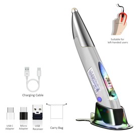 2.4GHz Optical Pen Mouse Left & Right Hands Rechargeable Wireless Optical Pocket Pen Mouse Wireless Dual Right Keys Grey