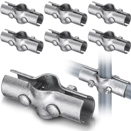 MorningRo 6 Pack 1-5/8" Line Rail Clamp for Chain Link Fence, Chain Link Fence Parts, 3 Way Cross Pipe Clamps Cross Grid Pipe Connector Clamps with Bolt Parts