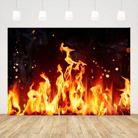 Ticuenicoa 7x5ft Raging Fire Backdrop Fireplace Flames Buring Fire Black Photography Background Fighter Themed Birthday Party Decorations Campfire Bonfire Supplies Portrait Photo Props