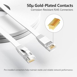 Cable Ethernet Cat 6 de 35 pies, para exteriores e interiores de 10 Gbps, compatible con red Cat8 Cat7, cables de conexión LAN RJ45 de Internet planos, cable de computadora de velocidad rápida Cat6