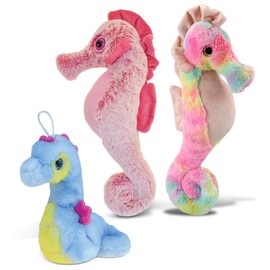 DolliBu Plush Seahorse Stuffed Toys - Soft Huggable Seahorse Plush Kit, Adorable Ocean Creature Plush Toys, Super Soft Plush Doll Sea Life Toys for Kids and Adults - 3 Pack