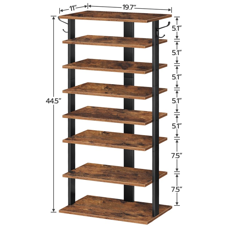 HOOBRO 8 Tiers Vertical Shoe Rack, Wooden Shoe Storage Organizer