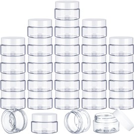 100 Pcs Plastic Jars with Lids Small Clear Containers with Lids Wide Mouth Small Plastic Containers for Lotion, Cream, Rhinestones, Body Butters, Scrub, Acrylic Paint, Travel Storage, Cosmetics (1 oz)