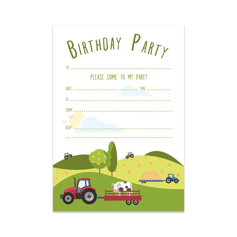 M & G Mustard & Gray Childrens Party Invitations (x24