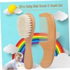 Outanaya 2pcs Bathing Brush and Wooden Comb Set Soft Bristle