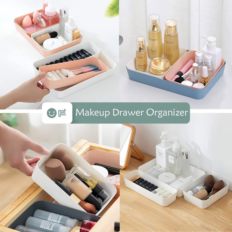 Thinkspace Beauty 12 Pieces Plastic Desk Drawer Organizer and Storage,