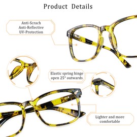 LifeArt Bifocal Reading Glasses, Transition Photochromic Dark Grey Sunglasses, Computer Reading Glasses, Anti Glare (Yellow Tortoise, 0.00/+2.25 Magnification)