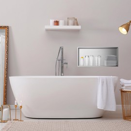 SaniteModar Shower Niche 12" X 24", Brushed Stainless Steel Niche for Shower Wall, No Tile Needed