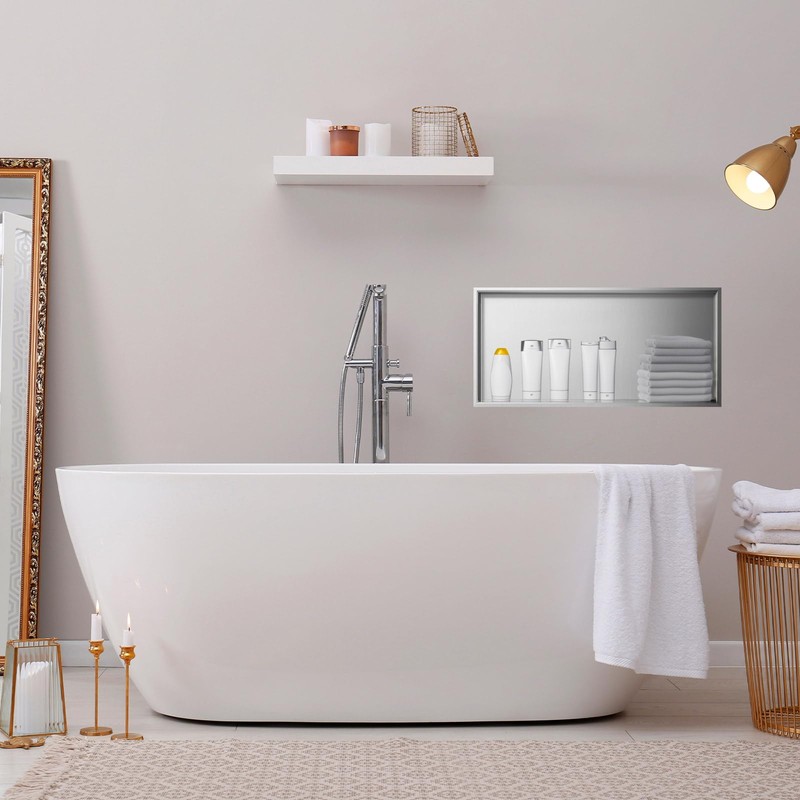SaniteModar Shower Niche 12" X 24", Brushed Stainless Steel Niche