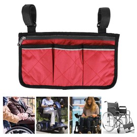 Yctze Multipurpose Wheelchair Scooter Armrest Side Bag, Walker Pouch Storage Organizer, Versatile Accessories for Wheelchair Backpack and Cycling Racks Storage (Burgundy)