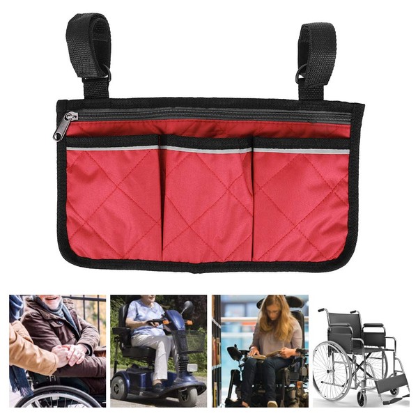 Yctze Multipurpose Wheelchair Scooter Armrest Side Bag, Walker Pouch Storage