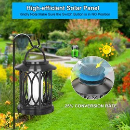 Solar Hanging Lanterns Outdoor, Flickering Flames Outdoor Solar Lights Hanging Lanterns Waterproof Decoration Lighting for Table, Garden, Patio, Tree (4 Pack)