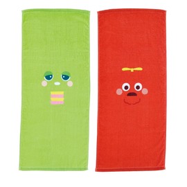 Marushin 5105004700 Face Towels, Set of 2, Gachapin Mook, Character, Antibacterial, Deodorizing, 100% Cotton