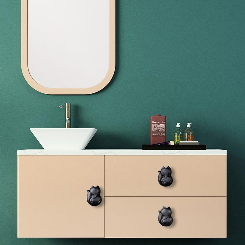 mookaitedecor 2pcs Black Obsidian Stone Crystal Drawer Knobs with Screws,