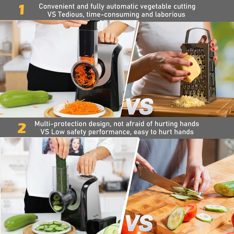 Homdox Electric Cheese Grater 5 in 1 Professional Electric Slicer
