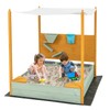 Costzon Kids Sandbox with Sand Wall, Wooden Sandpit w/Removable Canopy,