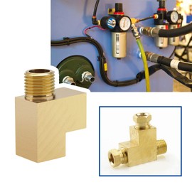 Create idea Angle Adaptor M10 x 1 T-Splitter Oil Pressure Sensor T Connector Oil Pressure Gauge Adapter M10 x 1 Male to 2 M10 x 1 Female Adapter Brass