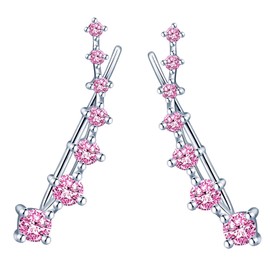 MICGIGI Women's 925 Sterling Silver Stud Earrings Seven Stars Cubic Zirconia Earrings Ear Clip Earrings