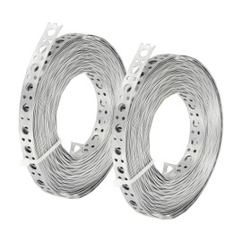 PATIKIL Galvanized Pipe Strap, 2 Pcs 0.47 Inch x 33 FT 0.6mm Thickness Metal Strapping with Holes Bendable Pipe Hanger Strap for Pipe Supports Hanging, Silver Tone