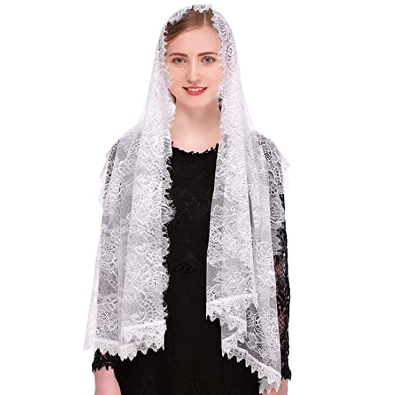 Uccellino Catholic Veil Church Mass Worship Stole with Attached Comb