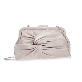 IXEBELLA Evening Purse for Women Dressy Soft Pleated Knot Party Clutch Satin Frame Formal Handbag for Wedding/Prom/Cocktail (Champagne)