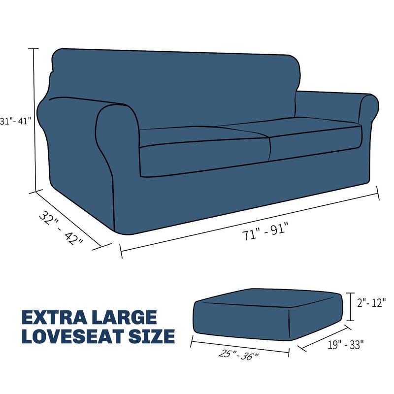 JIVINER 3 Pieces Couch Covers for 2 Cushion Couch Stretch