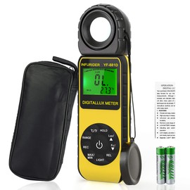 INFURIDER YF-881D Digital Illuminance Meter, Luminous Meter, Exposure Meter, Portable Type, Simultaneous Measurement of Illuminance & Temperature, 270° Rotation Measuring Instrument, Data Recording, Backlight, 0.1-400,000Lux for Agricultural and Photogra