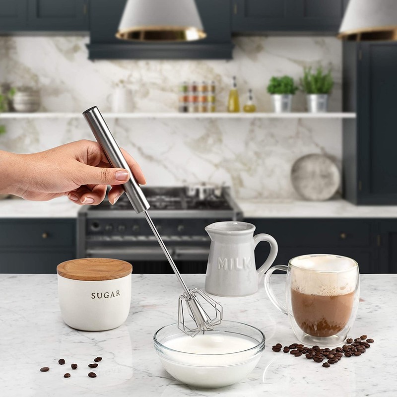 Semi-Automatic Whisk - Manual Whisk Hand Push Egg Beater Stainless
