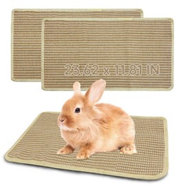 Hamiledyi 2 Packs Rabbit Scratching Pads Natural Sisal Scratcher Mats Sturdy Grinding Claw Pads Rabbit Cage Accessories for Guinea Pig Cat Bunny Chinchilla Protect Furniture (23.62"x11.81")