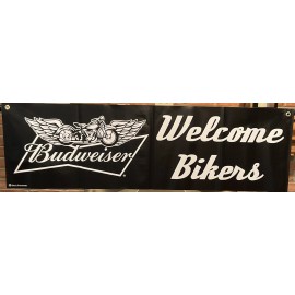 BUDWEISER WELCOME BIKERS 48 inches x 14.5 banner