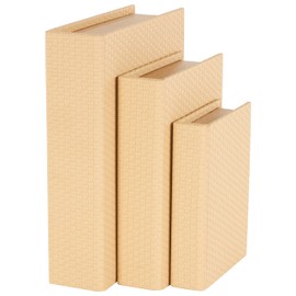 Deco 79 Faux Leather Decorative Box Book Shaped Book Shaped Boxes, Set of 3 Decorative Keepsake Boxes 12", 10", 8"H, Cream