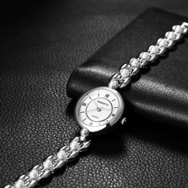 Avaner Watches Women's Pearl Bracelet: Women's Watch with Round Case and Roman Numeral Scale Crystal Watch Women's Watch Removable Strap Analogue Quartz Watch Heart Diamond Wrist Watch for Women