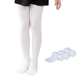 Smilore 3 Pack Girls Tights Microfiber Kids School Footed Soft Ballet Dance Pantyhose White 11-13 Years