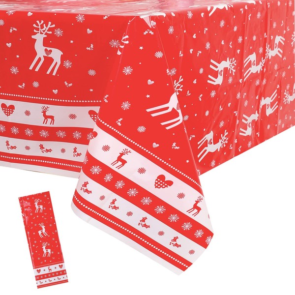 Christmas Table Cloth Party Disposable Tablecloths,Red and Christmas Elk Table