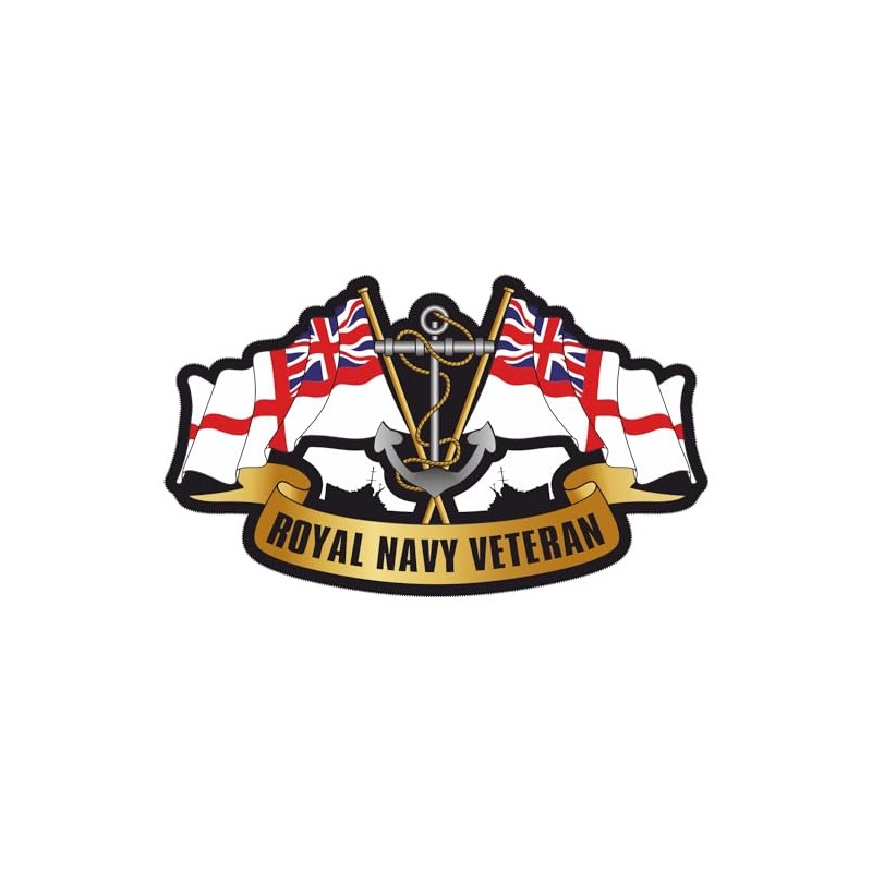 Royal Navy Veteran Car Window Sticker with Two White Ensign