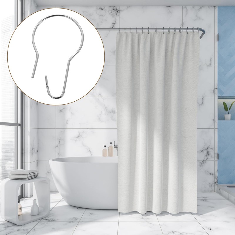 50 Pcs Metal Shower Curtain Hooks, Silver Shower Curtain Rings