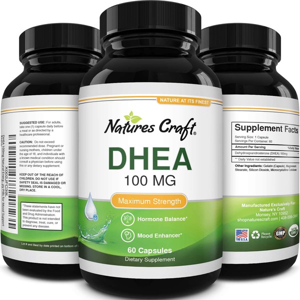 Pure DHEA Supplement for Men and Women - DHEA 100mg Natural - Womens Health DHEA Pure Thyroid Support Supplement