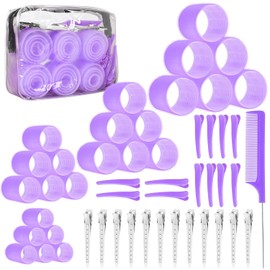 Tubos para Cabello 4 Tamaños, 50 Pcs Juego de Tubos para Rizar el Cabello - 25 mm/36 mm/48 mm/60 mm, Rizadores Autosujetantes con Clip para Cabello Largo, Cabello Corto con Flequillo (Púrpura)