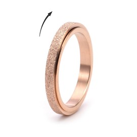 FASHGOOD 3mm Titanium Steel Fidget Anxiety Rings for Women Men,Sandblast Fidget Spinner Ring for Stess Relief,Wedding Band Ring,Rose Gold Ring,Women's Rings 8