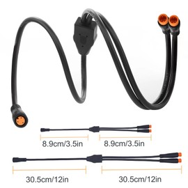 1T2 Y-Splitter Extension Wire with Julet Type 3pin Connector for Bike Headlight/Gear Sensor/Brake Split Cable in eBike Conversion Kits (3pin, 7" in Length, 2 Male to 1 Femal)